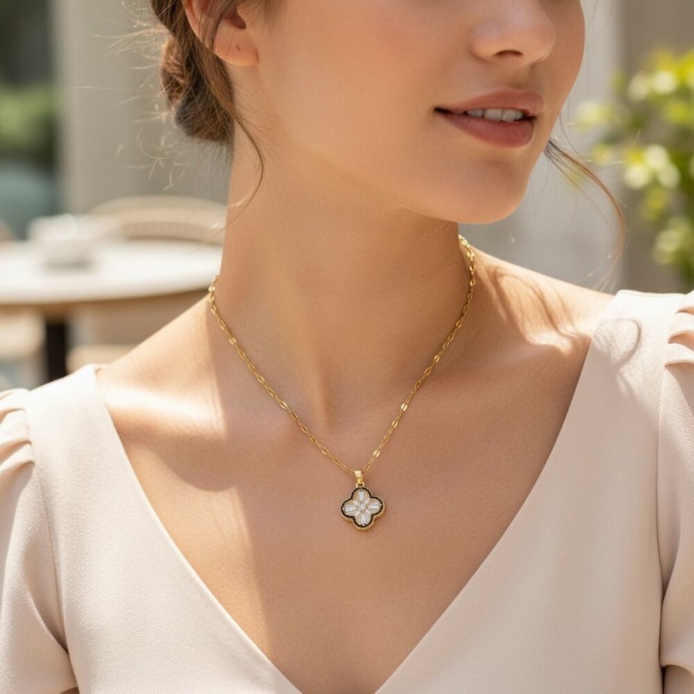 Gold Plated Four Leaf Clover Pendant Necklace - Picture 6 of 9